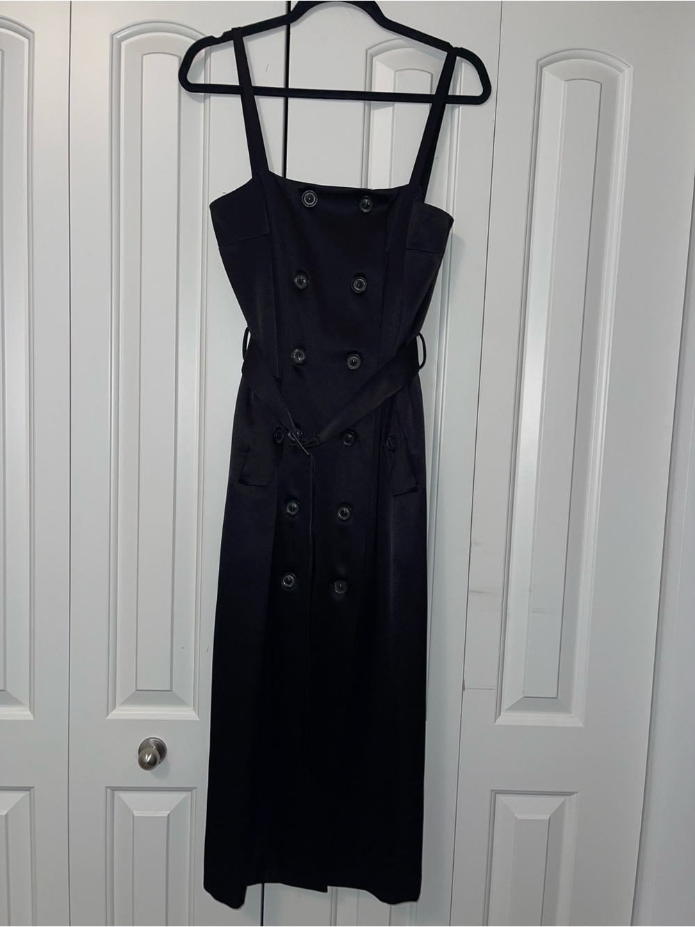 Zara Black Double-Breasted Midi Dress with Straps